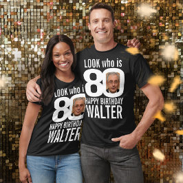 80-årsdag, mono, 80-anpassningsbars foto och namn t shirt