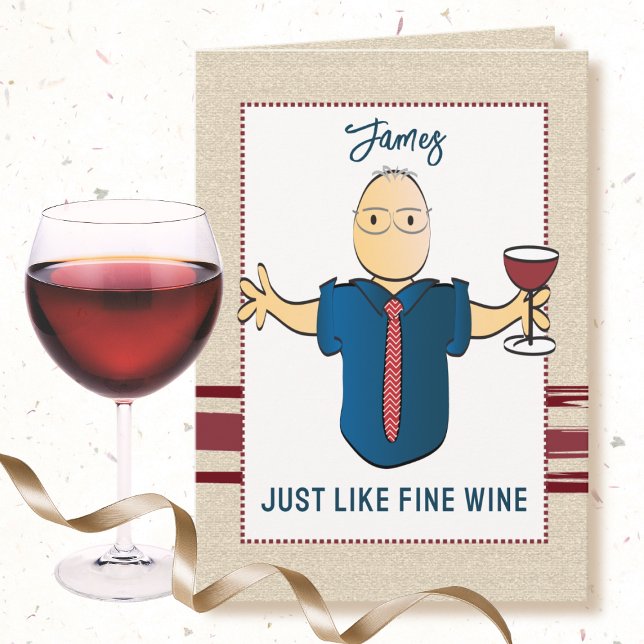 80-årsdag Rolig Manlig Tecknad Klassisk Fint Vin Kort (Skapare uppladdad)