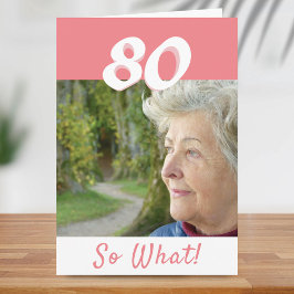 80-årsdag Roligt Positivt Rosa Foto Födelsedags Kort