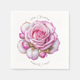 80-årsdag Rosa Rosor och Gnistrande Diamanter Pappersservett