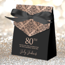 80-årsdag Rose Gold Damask Tack