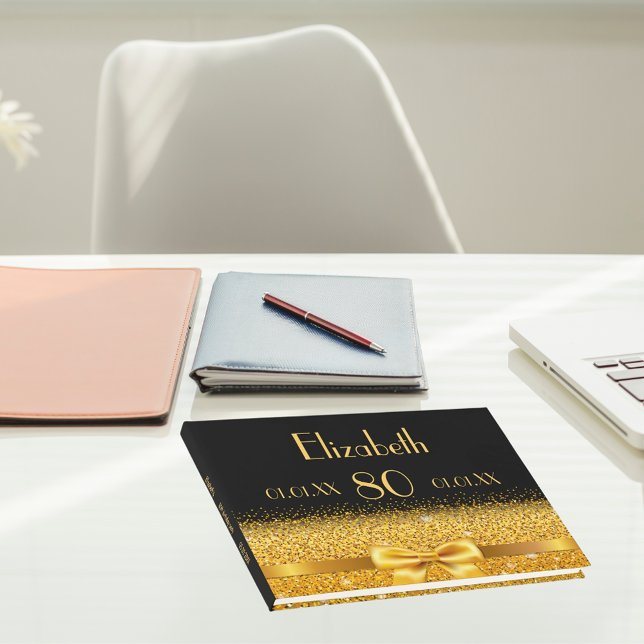 80-årsdag svart guld-elegant för klassisk bog gästböcker (Skapare uppladdad)