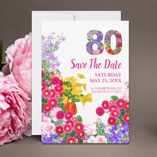 80-årsdagars blommigt modern Spara datumkortet Datumet
