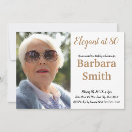 80-årsdagars Elegant vid 80 Anpassa foto Inbjudningar