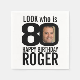 80-årsdagars svart utseendet 80-anpassningsbars fo pappersservett