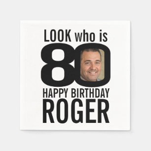 80-årsdagars svart utseendet 80-anpassningsbars fo pappersservett