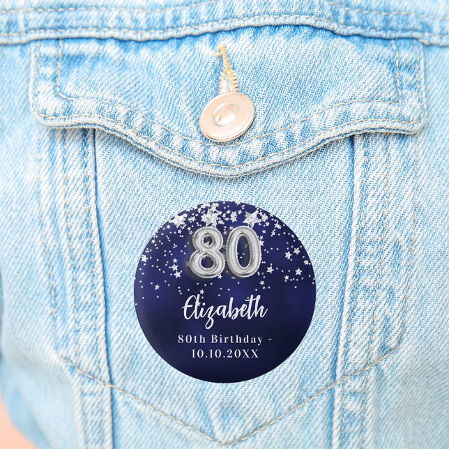 80-årsdagen av marinblå silver-stjärnor knapp (Skapare uppladdad)