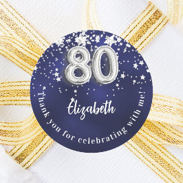80-årsdagen av marinblå silver-stjärnor runt klistermärke
