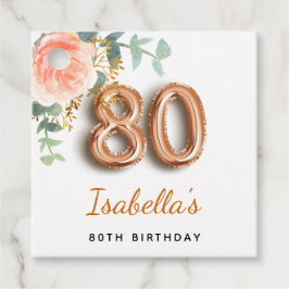 80-årsdagen blommigt ro guld eucalyptus monogram gåvor etiketter