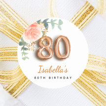 80-årsdagen blommigt ro guld eucalyptus monogram