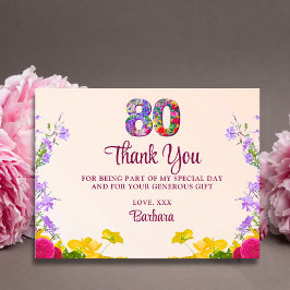 80-årsdagen blommigt tack vare modern 80-årsjubile vykort