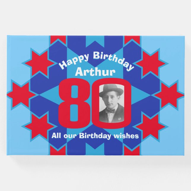 80-årsdagen för fotostjärnans rödblå gäst bok (Framsida)