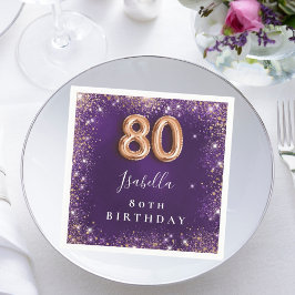 80-årsdagen för lila ro guld namn pappersservett