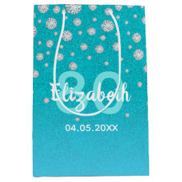 80-årsdagen för tealblått grönt glitter namn diama