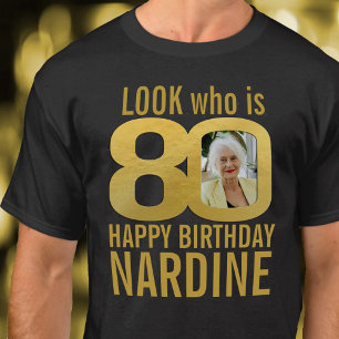 80-årsdagen guld ser 80-anpassningsbars foto och n t shirt