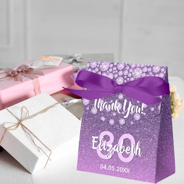 80-årsdagen lila rosa glitter diamanter namn presentaskar (Skapare uppladdad)