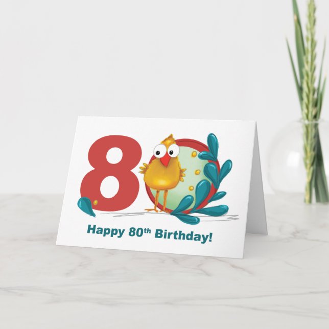 80-årsdagen med Funny Bird och Gren Kort (Framsida)