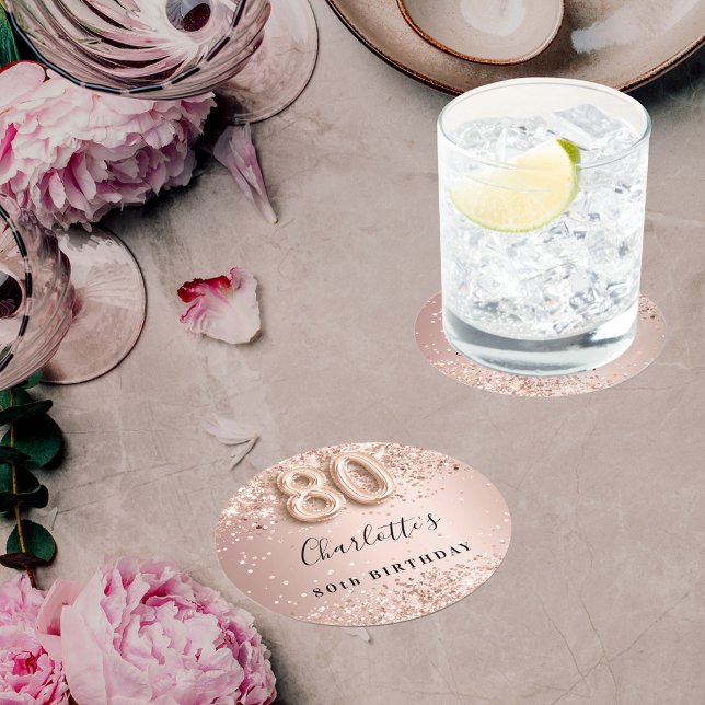 80-årsdagen ro guld  glitter namn underlägg papper rund (Skapare uppladdad)