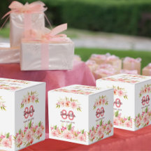 80-årsdagen rosa blommigtar vit tack
