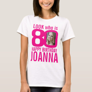 80-årsdagen rosa ser 80-anpassningsbars foto och  t shirt
