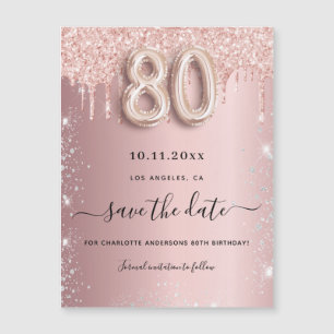 80-årsdagen  rosa spara datum magneter