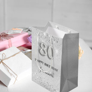80-årsdagen silver glitter dammmonogram