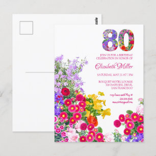 80-årsfest födelsedagsfirande modern blomsterinbju vykort