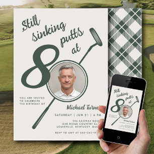 80-årsfest Foto Modern golfputter Grön Inbjudningar
