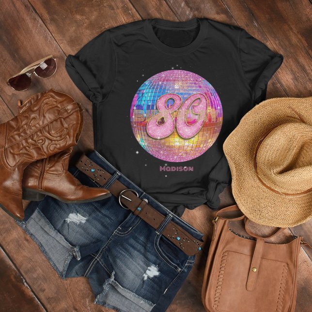 80-årsfest Guld Rosa Glitter Diskokula T Shirt (Skapare uppladdad)