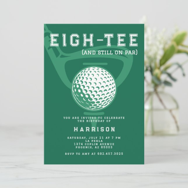 80-årsfest Modern golfhumor Grön Inbjudningar (Stående Fram)