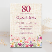 80-årsfirande Elegant Rosa Vildblomma Linnefest