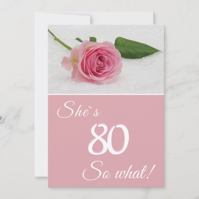 80-årsfirande för hennes rosa ros motivationskort (Framsida)