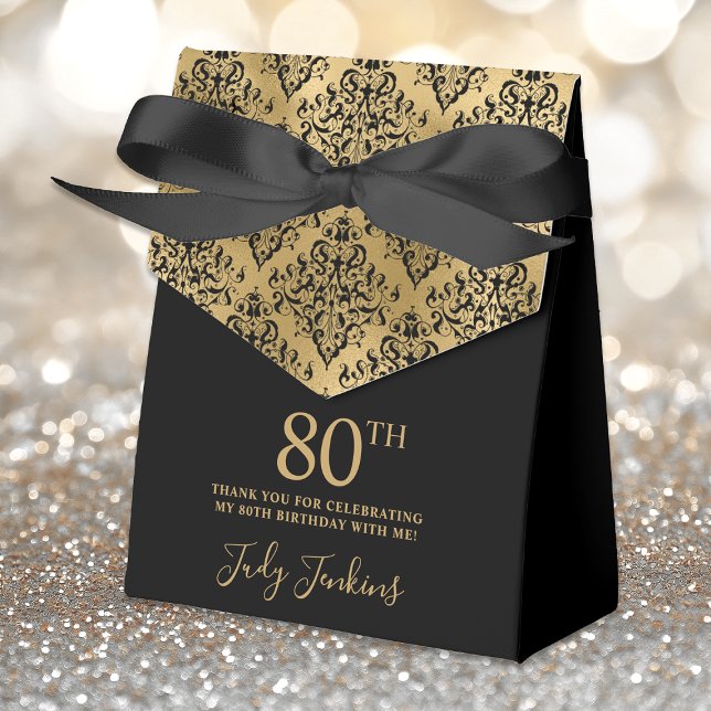 80-årsfirande Guld Damast Tack Presentaskar (Skapare uppladdad)
