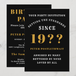 80-årsfirande Lägg till namn år Svart Guld För Hon Inbjudningar