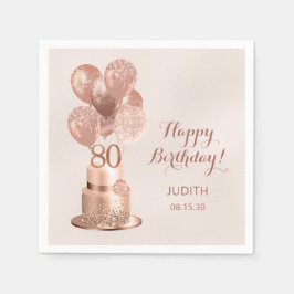 80-årsfirande Rose Gold Tårta  Pappersservett