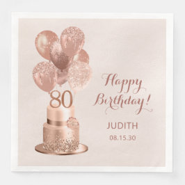 80-årsfirande Rose Gold Tårta  Pappersservett