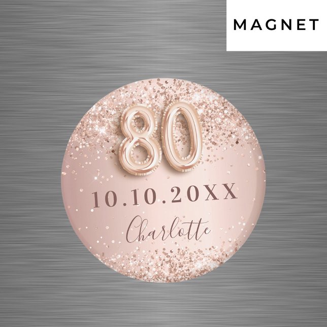 80-årsfirande roséguld rosa spara datum-magnet magnet (Skapare uppladdad)