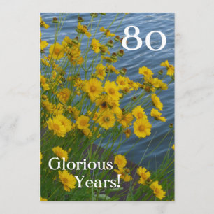 80-årsfirande/ Söta gula blommor+Vatten Inbjudningar