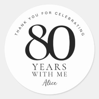80-årsfirande Tacksamhetspresent Party-klistermärk Runt Klistermärke