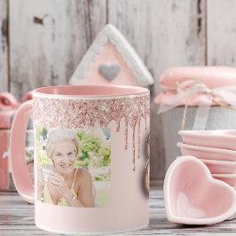80-årsfoto rosa ros guld glitter mugg
