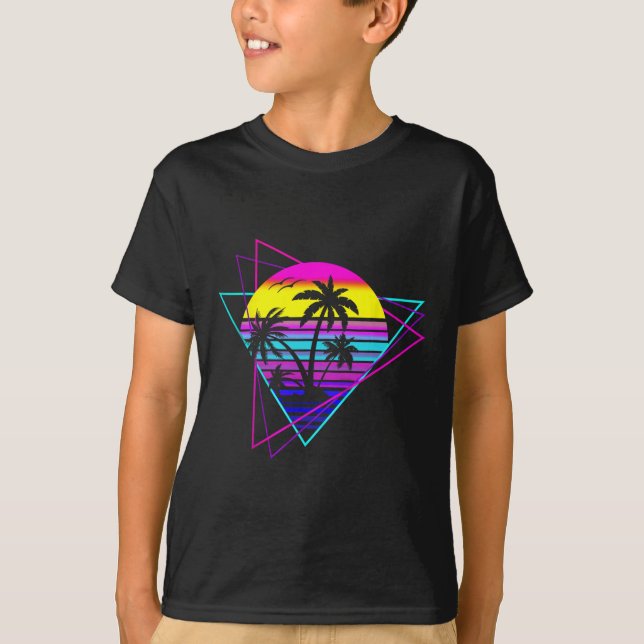 80-årsjubileet handflatan Träd Retro Handflatan Tr T Shirt (Framsida)