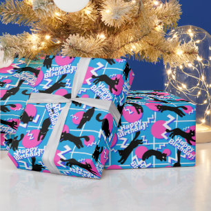 80-årsjubileum Birthday Blue Geometric Memphis Mön Presentpapper