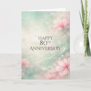 80-årsjubileum Drömmar om blommor på mintgrön Kort