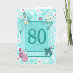 80-årskort med blommor kort