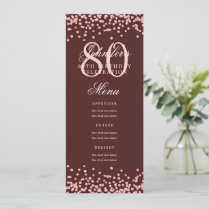 80-årsmeny Rose Gold Confetti Burgundy Inbjudningar