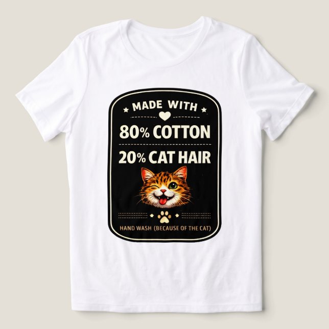 80% Bomull 20% Katt Hår Rolig Katt Tröja (Design Framsida)
