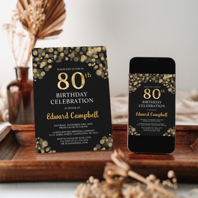 80-dagars inbjudan till elegant Black & Guld (Skapare uppladdad)