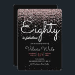 80:e är slumpartad Födelsedagsfest Rosa Glitter Inbjudningar<br><div class="desc">Elegant rosa glitter 80 är ett fantastiskt födelsedagsfest inbjudan. Du kan justera både färger och färg för teckensnitt och bakgrund. Vuxen 80 Födelsedagsfest inbjudan. Faux glitter inslag.</div>