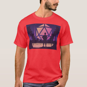 80:e Äventyr Futuristiska City Polyhedral D20 Dice T Shirt