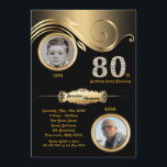80:e,Birthday Man 80th, art deco, svart guld Inbjudningar<br><div class="desc">80:e, "Birthday Man 80th", "elegant art deco", "black guld", "diamant", "2 foton"</div>
